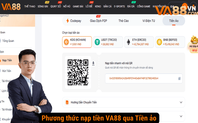 Phương thức nạp tiền VA88 qua Tiền ảo