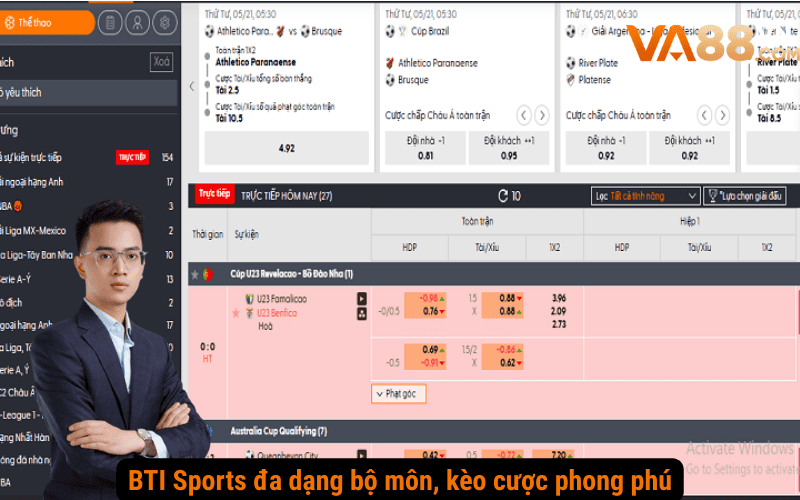 BTI Sports đa dạng bộ môn, kèo cược phong phú